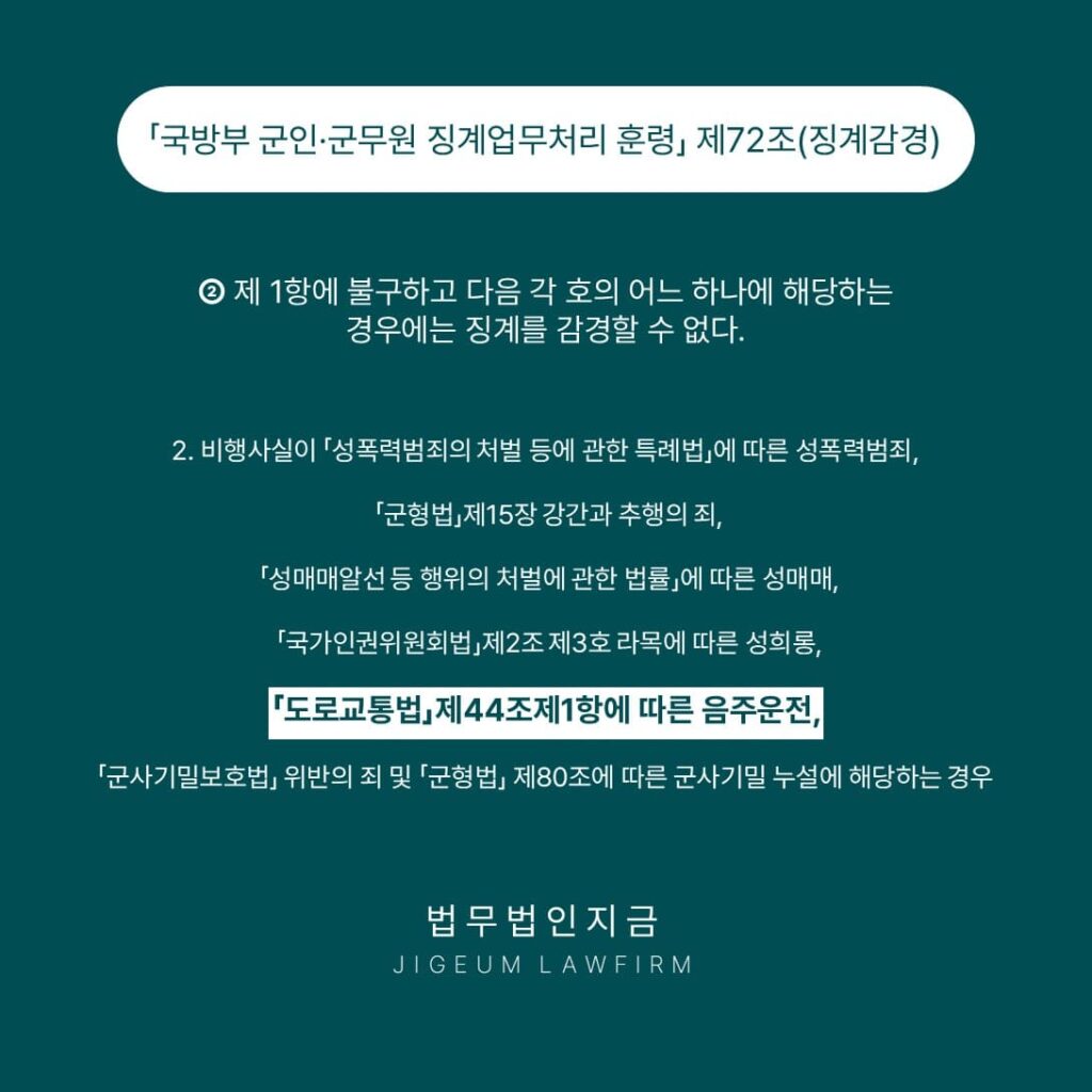 군인 음주운전 징계-징계업무처리훈령